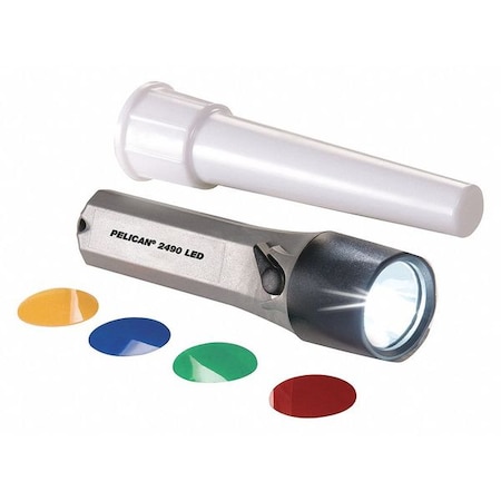 LED Flashlight with 4 Color Wand, Gray MPN:2490B