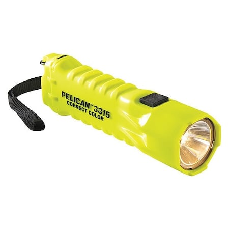 Yellow LED Industrial Handheld Flashlight, Alkaline AA, 130lm MPN:3315CC