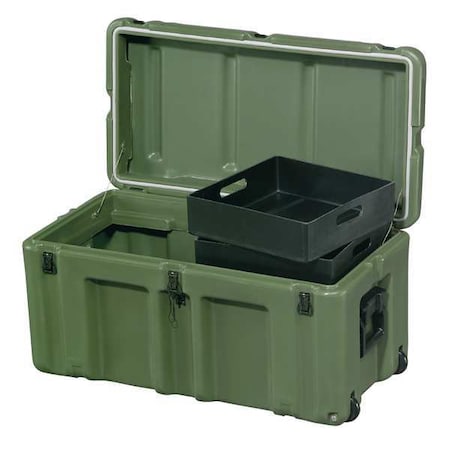 Stackable Storage Trunk W/ Lid, 26.2 gal, 17 in L x 33 in W x 17 in H, Green, Polyethylene MPN:472-FTLK-LG