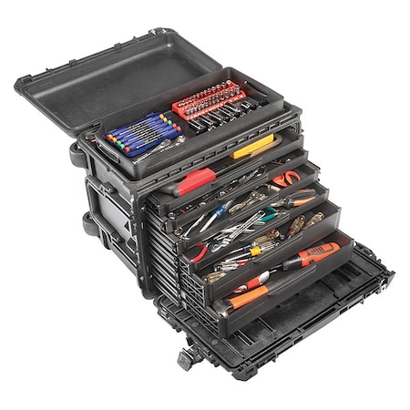 Rolling Tool Box, 7-Drawers, Plastic, Black, 25 in W x 16 in D x 19 in H MPN:0450SD6
