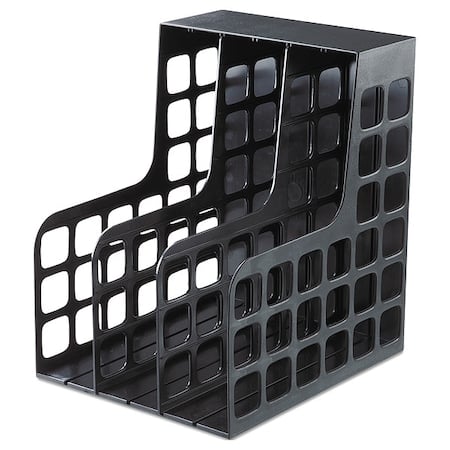 Magazine File, Black, Plastic, 9 in W, 10 4/5 in L, 12 in H, 10.63