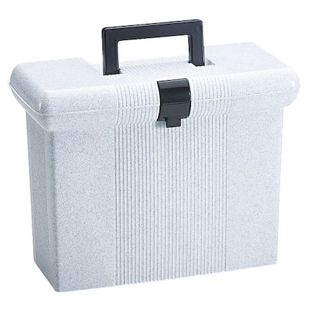 File Box, Plastic, 14 1/3 in W, 7 1/2 in D, 11 in H, Self-Locking Lid Closure, Gray MPN:PFX41737