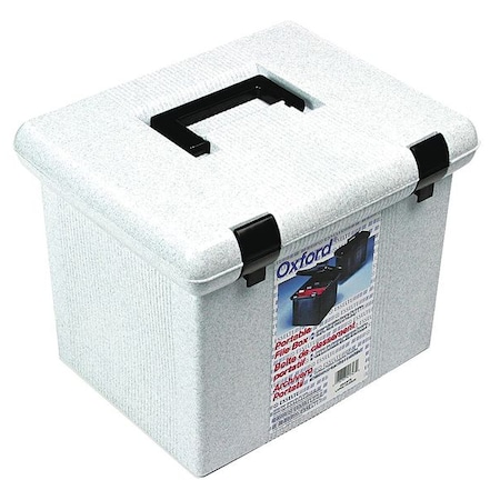 File Box, Plastic, 11 1/5 in W, 13 3/5 in D, 11 in H, Self-Locking Lid Closure, Gray MPN:PFX41747