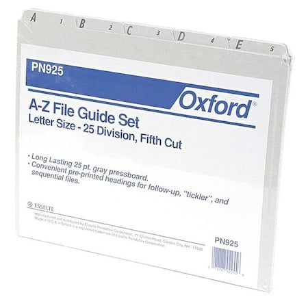 Index Tab Set, Gray, Pressboard, PK25 MPN:PFXPN925