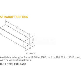 Hoffman F44T1120GVPWK Straight Section w/Knockout Type 1 4.00x4.00x120.00 Galv/Gray F44T1120GVPWK
