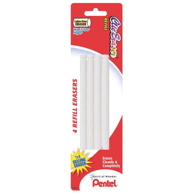 Pentel Clic Eraser Refills, 3 1/2in, White, Pack Of 4 MPN:ZERBP4-K6