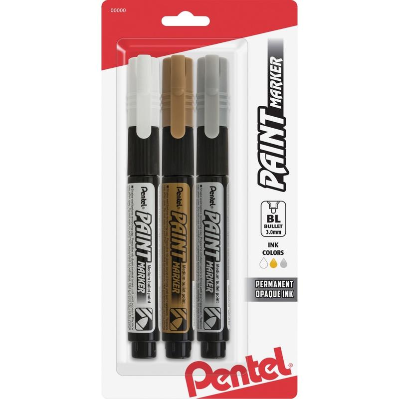 Pentel Opaque Bullet Tip Paint Markers - Assorted Ink - 3 / Pack MPN:MMP20BP3M1
