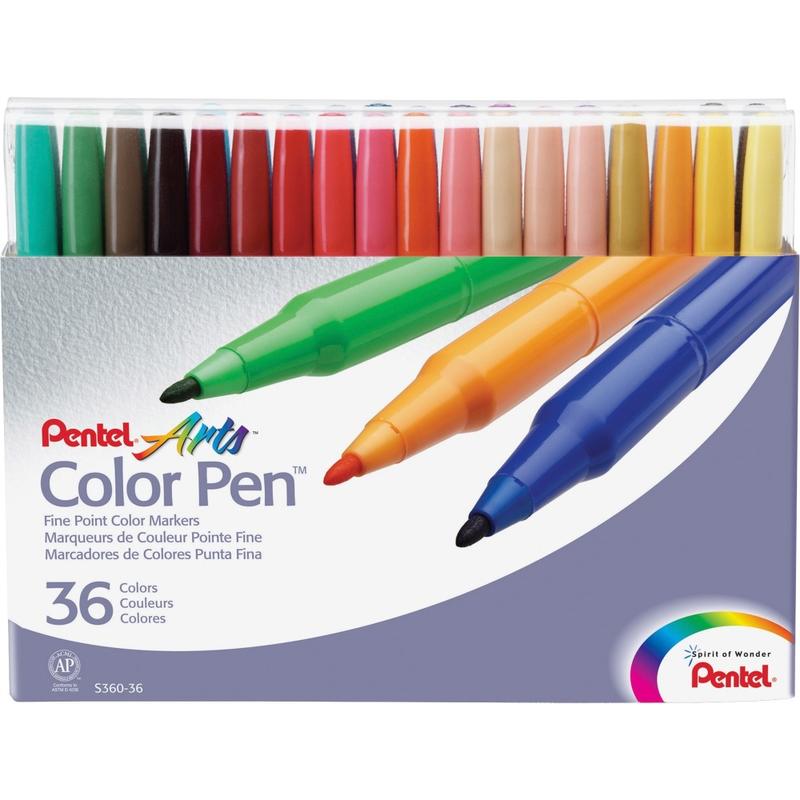 Pentel Color Pens Set, Assorted Colors, Set Of 36 MPN:S36036