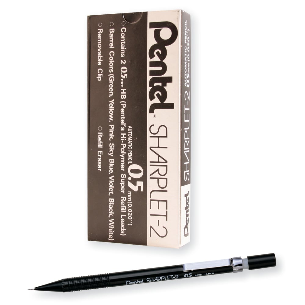 Pentel Sharplet-2 Automatic Pencil, 0.5 mm, Black, Pack Of 12 MPN:A125-A