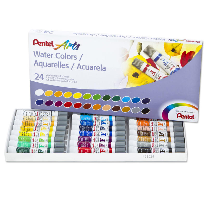 Pentel Watercolor Paints, 4.05 Oz, Set Of 24 Tubes MPN:PENWFRS24