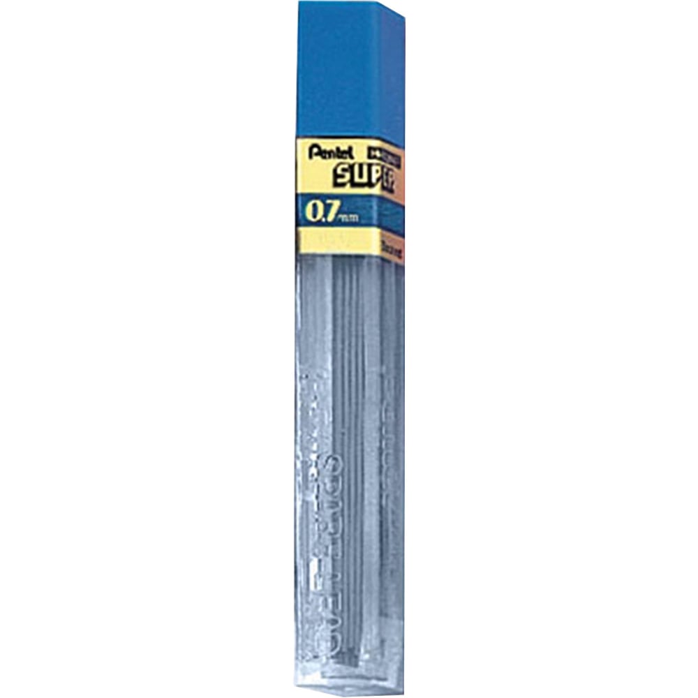 Pentel Super Hi-Polymer Lead Refills, Medium Point, 0.7 mm, 2H Hardness, Tub Of 12 Refills MPN:502H