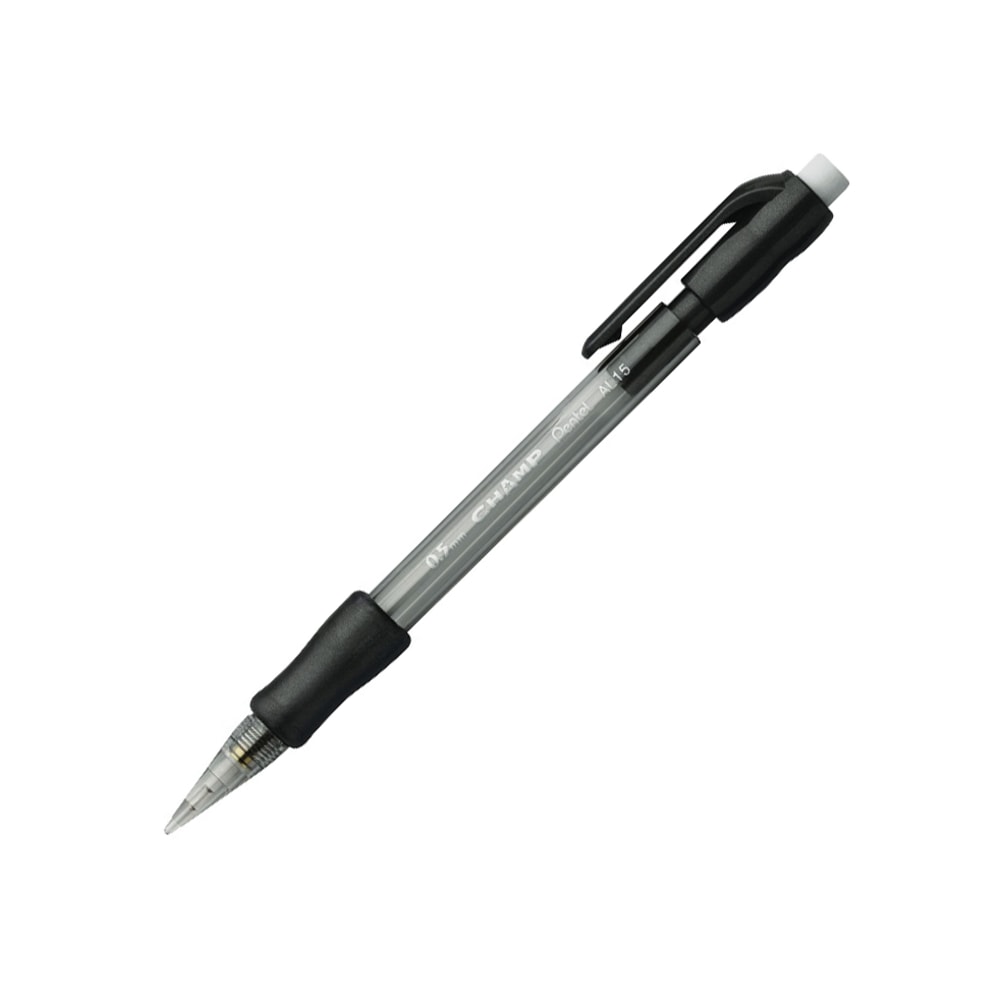 Pentel Champ Mechanical Pencils, #2 Lead, Fine Point, 0.5 mm, Black Barrel, Pack Of 12 MPN:AL15A