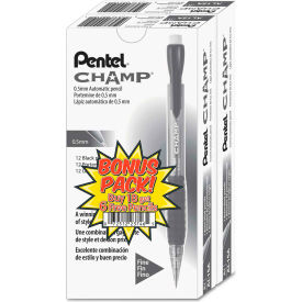Pentel® Champ Mechanical Pencil 0.5 mm HB (#2.5) Black Lead Translucent Black Barrel 24/Pk AL15ASW2