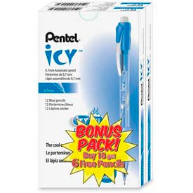 Pentel® Icy Automatic Pencil Pocket Clip Refillable 0.7mm Blue 24/Pack AL27TCSWSPR