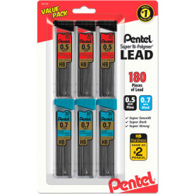 Pentel® Super Hi-Polymer Lead Refill Value Pack 0.5 mm; 0.7mm HB Black 30/Tube 6 Tubes/Pk C257BPHB6