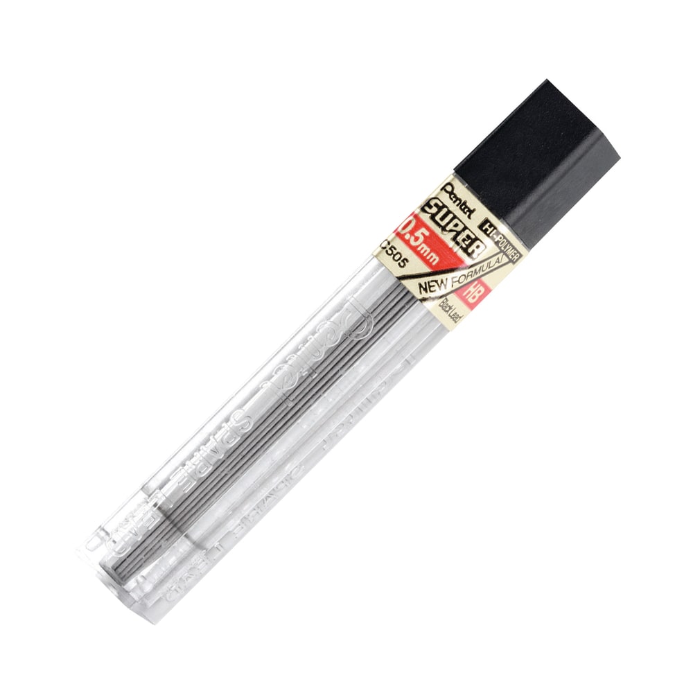 Pentel Super Hi-Polymer Leads, 0.5 mm, HB, 12 Leads Per Tube MPN:C505-HB