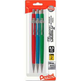 Pentel® Sharp Mechanical Pencil 0.5 mm HB (#2.5) Black Lead Assorted Barrel Colors 3/Pack P205MBP3M1