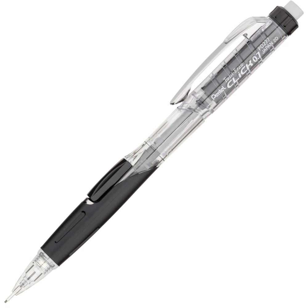 Pentel Twist-Erase Click Mechanical Pencil, #2 Lead, 0.7 mm, Black Transparent Barrel MPN:PD277TA