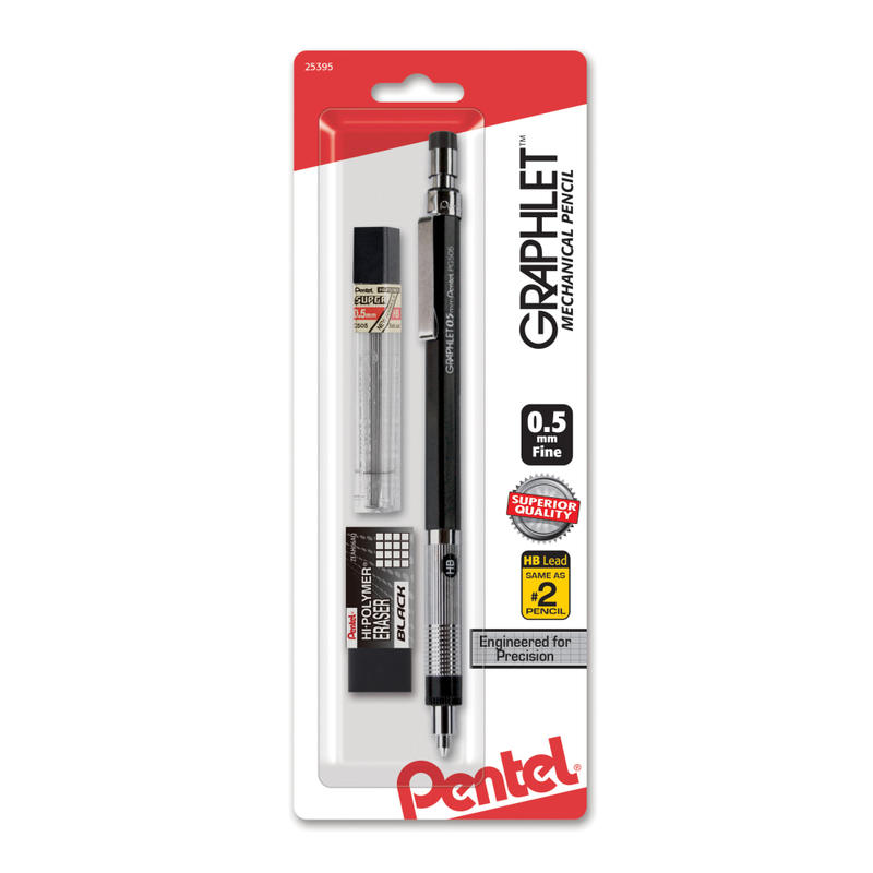 Pentel Graphlet Mechanical Pencil, 0.5 mm, Black Barrel MPN:PG505LEBP