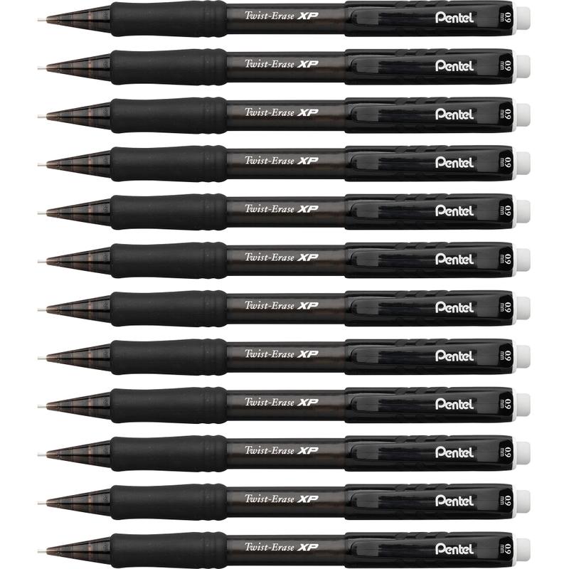 Pentel Twist-Erase Express Mechanical Pencils, 0.9 mm, Smoke Barrel, Pack Of 12 MPN:QE419A