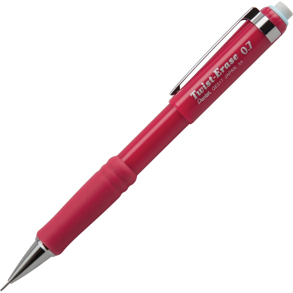 Pentel Twist-Erase III Mechanical Pencil, #2 Lead, 0.7 mm, Refillable, Red Barrel MPN:QE517B