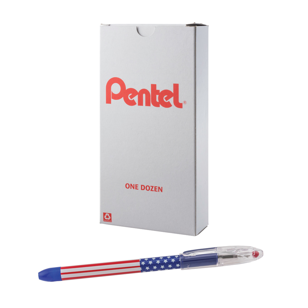 Pentel R.S.V.P. Stars/Stripes Edition Ballpoint Pen - 0.7 mm Pen Point Size - Refillable - Black - 1 Dozen MPN:BK90USAA