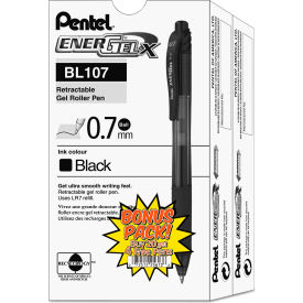 Pentel® EnerGel-X Retractable Gel Pen 0.7mm Metal Tip Black Ink/Barrel 24/Pack BL107ASW2
