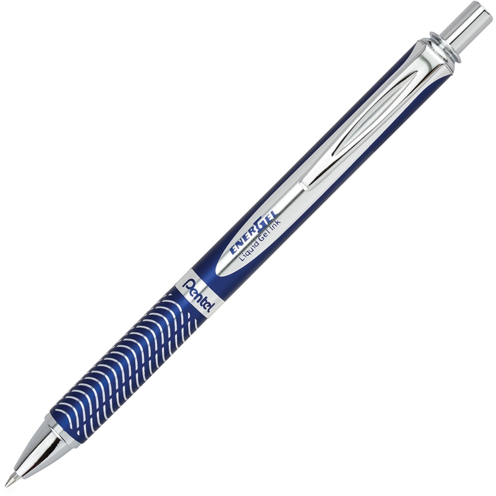 Pentel EnerGel Alloy Retractable Gel Pen, Medium Point, 0.7 mm, Blue Barrel, Black Ink MPN:BL407CA