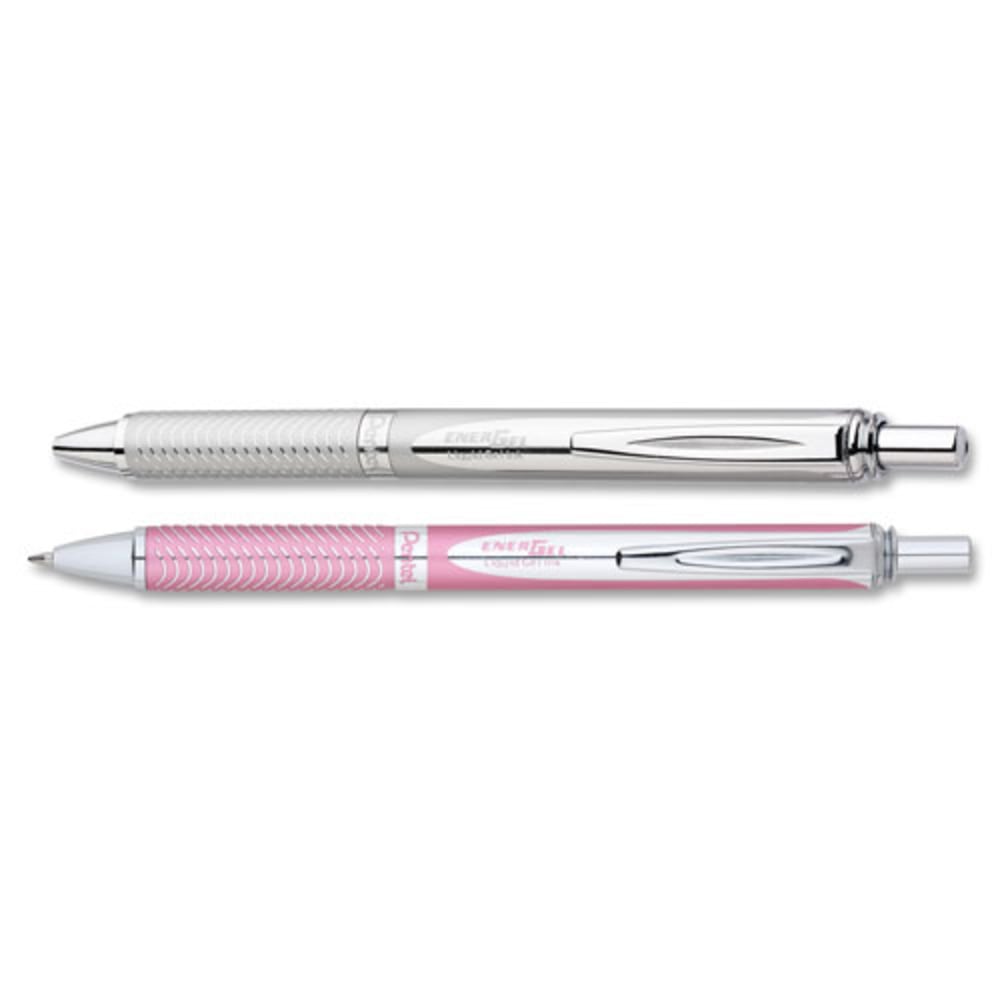 Pentel EnerGel Alloy Retractable Gel Pen, Medium Point, 0.7 mm, Metallic Pink Barrel, Black Ink MPN:BL407PA