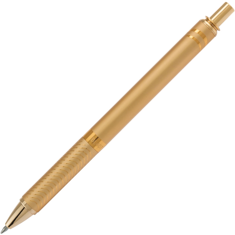 Pentel EnerGel Alloy Retractable Gel Pen, Medium Point, 0.7 mm, Gold Aluminum Barrel, Black Ink MPN:BL407XABX