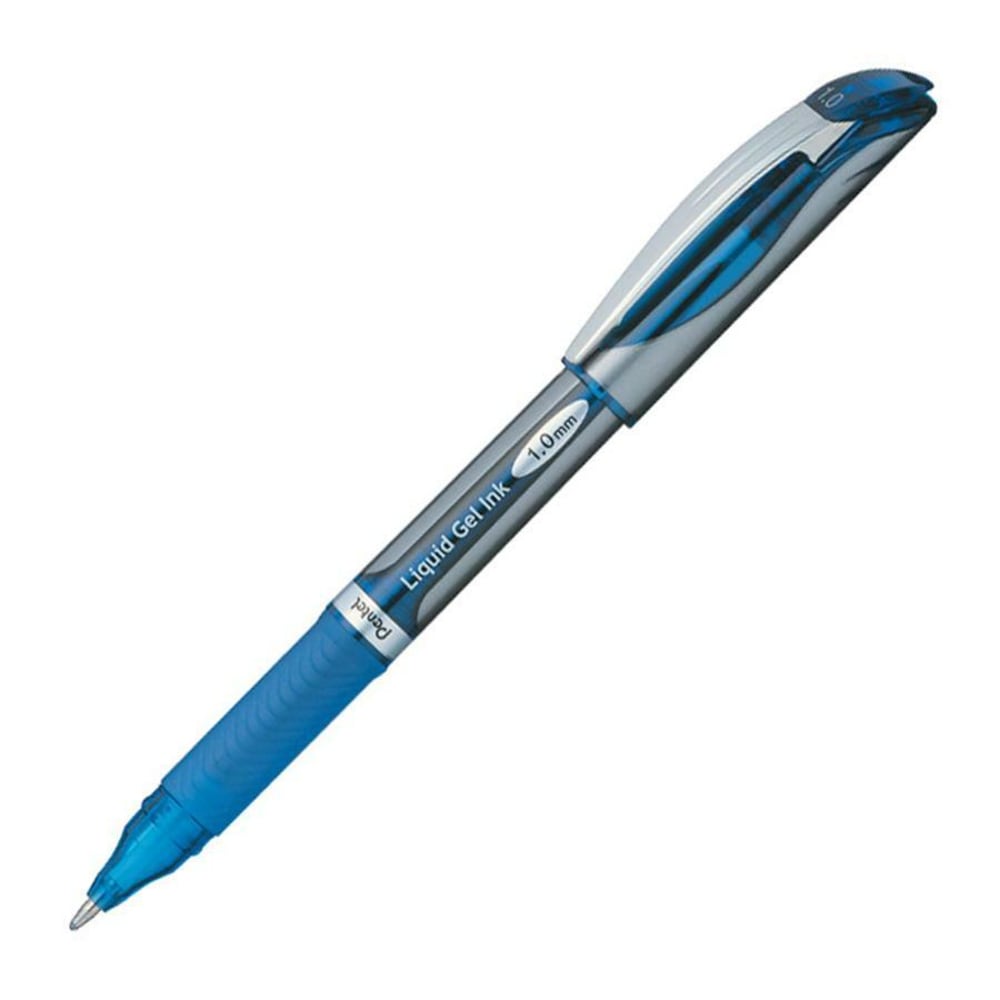 Pentel EnerGel Deluxe Liquid Gel Pen, Bold Point, 1 mm, Silver Barrel, Blue Ink MPN:BL60C