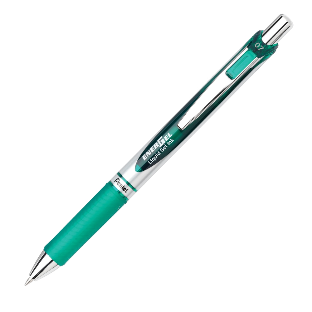 Pentel EnerGel RTX Retractable Liquid Gel Pen, Medium Point, 0.7 mm, 54% Recycled, Assorted Barrels, Green Ink MPN:BL77D