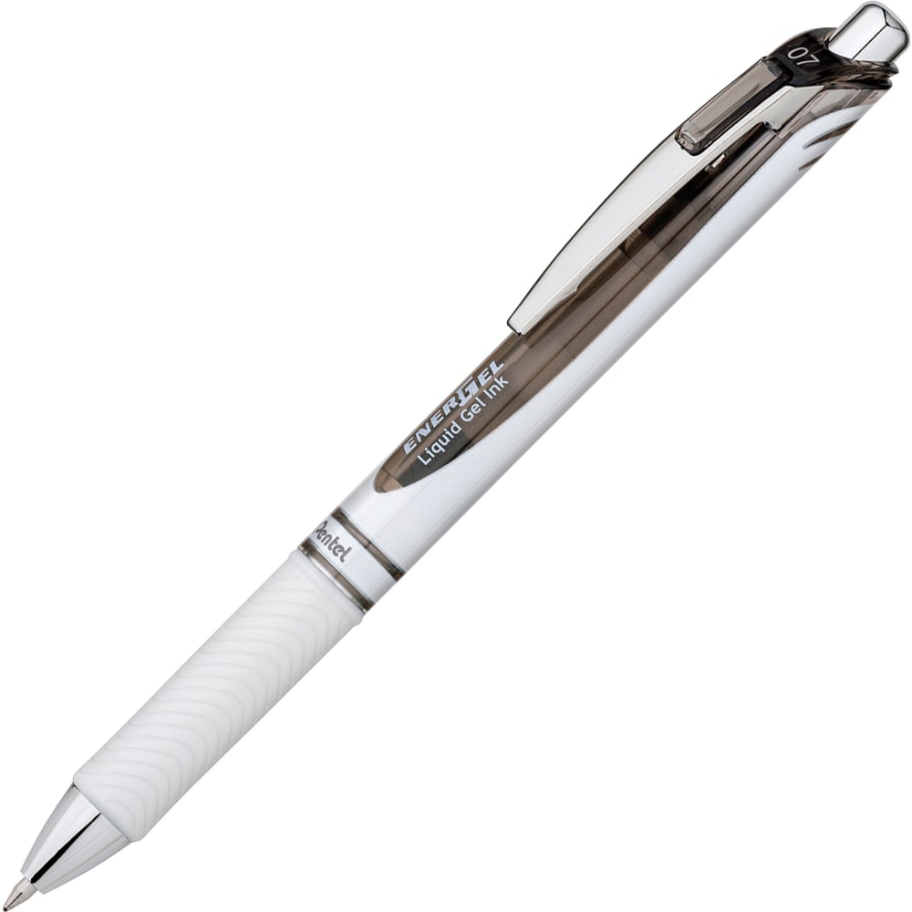 Pentel EnerGel Pearl Retractable Liquid Gel Pen, Medium Point, 0.7 mm, Pearl White/Silver Barrel, Black Ink MPN:BL77PWA