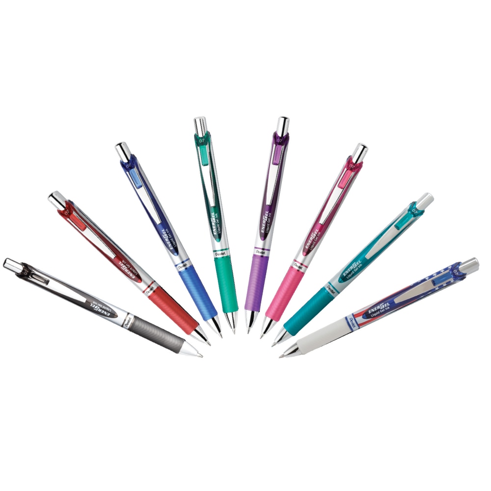 Pentel EnerGel RTX Retractable Liquid Gel Pen, Medium Point, 0.7 mm, Assorted Barrel, Assorted Ink MPN:BL77USA-A
