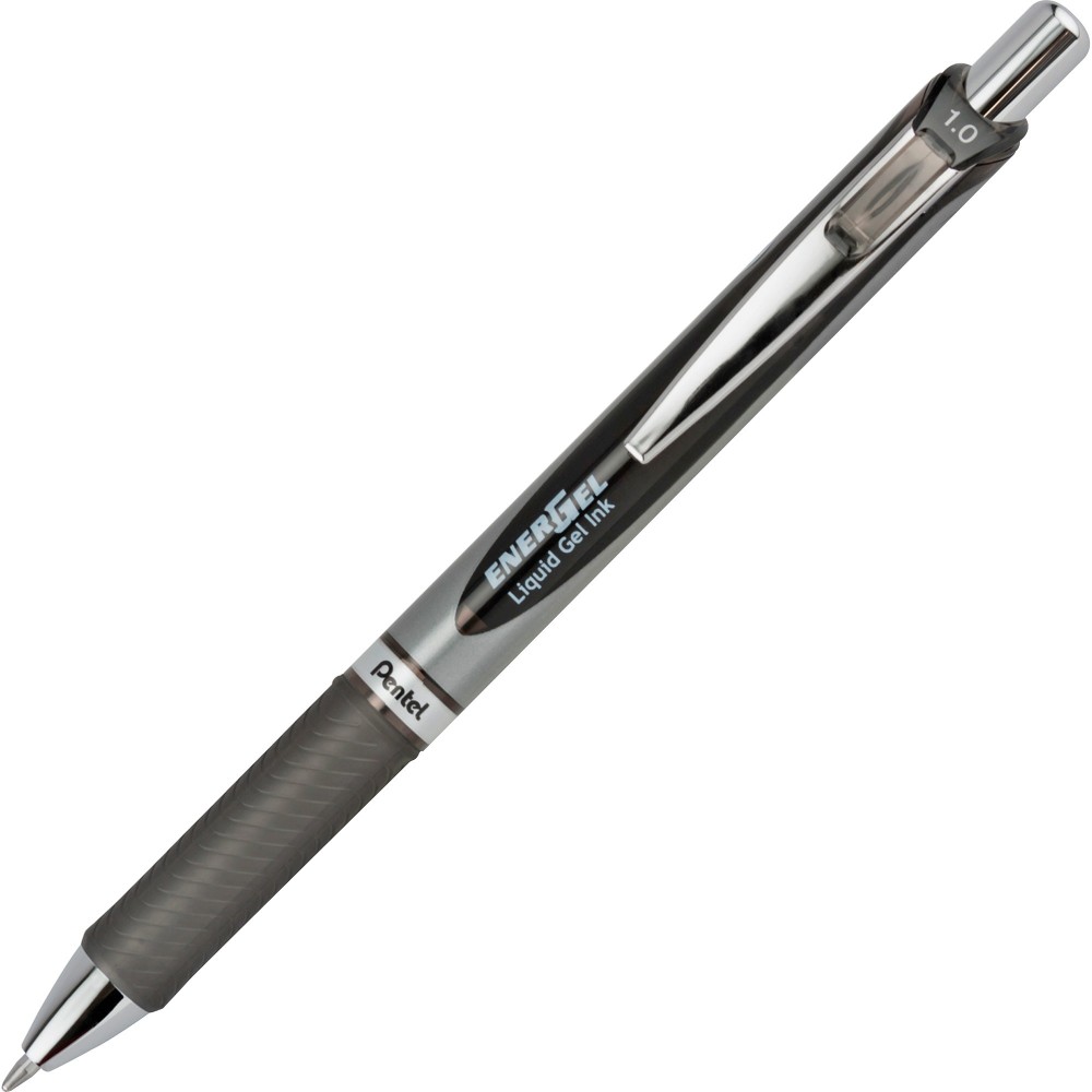 Pentel EnerGel RTX Liquid Gel Pen, Bold Point, 1.0 mm, Gray Barrel, Black Ink MPN:BL80A