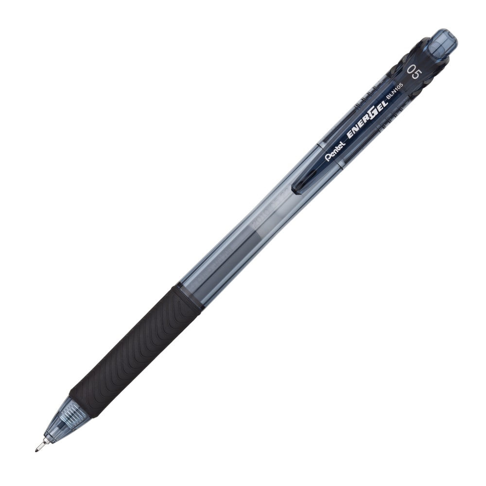 Pentel EnerGel X Retractable Liquid Gel Pens, Fine Point, 0.5 mm, Black Barrel, Black Ink, Pack Of 12 Pens MPN:BLN105A
