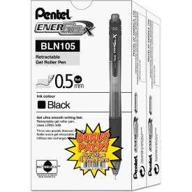 Pentel® EnerGel-X Retractable Gel Pen 0.5mm Needle Tip Black Ink/Barrel 24/Pack BLN105ASW2