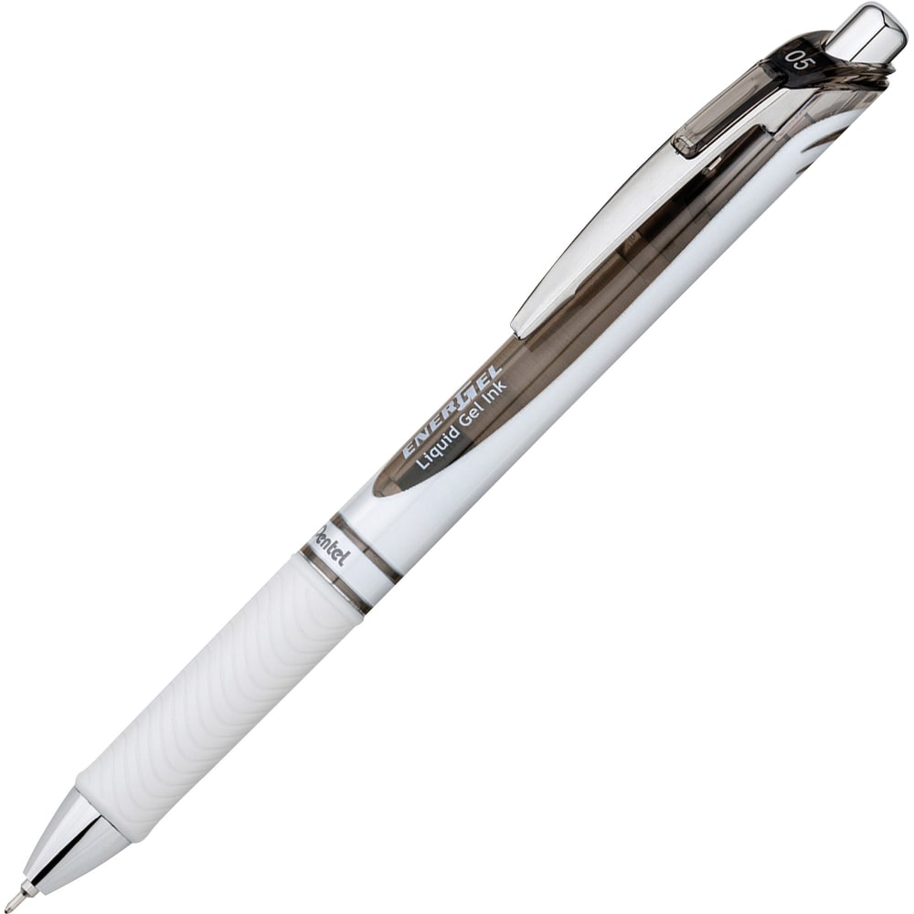 Pentel EnerGel Pearl Retractable Liquid Gel Pen, Fine Point, 0.5 mm, Pearl White Barrel, Black Ink MPN:BLN75PWA