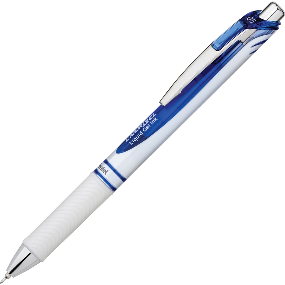 Pentel EnerGel Pearl Liquid Gel Pen, Fine Point, 0.5 mm, Pearl White Stainless Steel Barrel, Blue Ink MPN:BLN75PWC