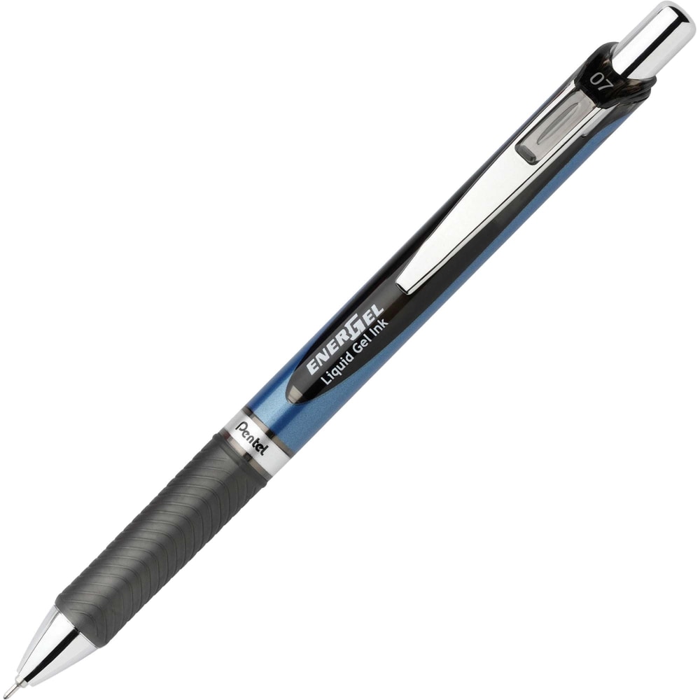 Pentel EnerGel RTX Liquid Gel Pen, Medium Point, 0.7 mm, Blue Barrel, Black Ink MPN:BLN77A