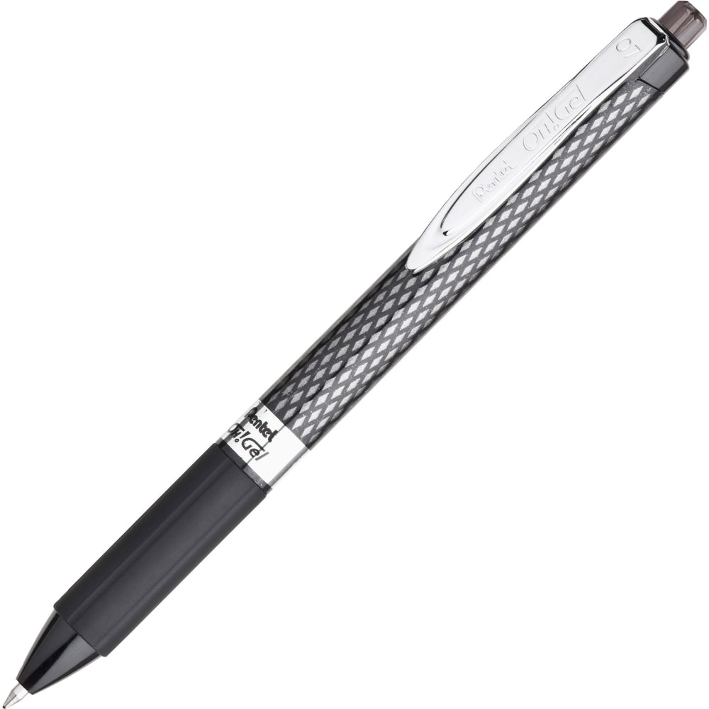 Pentel Oh! Gel Retractable Gel Pen, Medium Point, 0.7 mm, Carbon Fiber Barrel, Black Ink MPN:K497-A