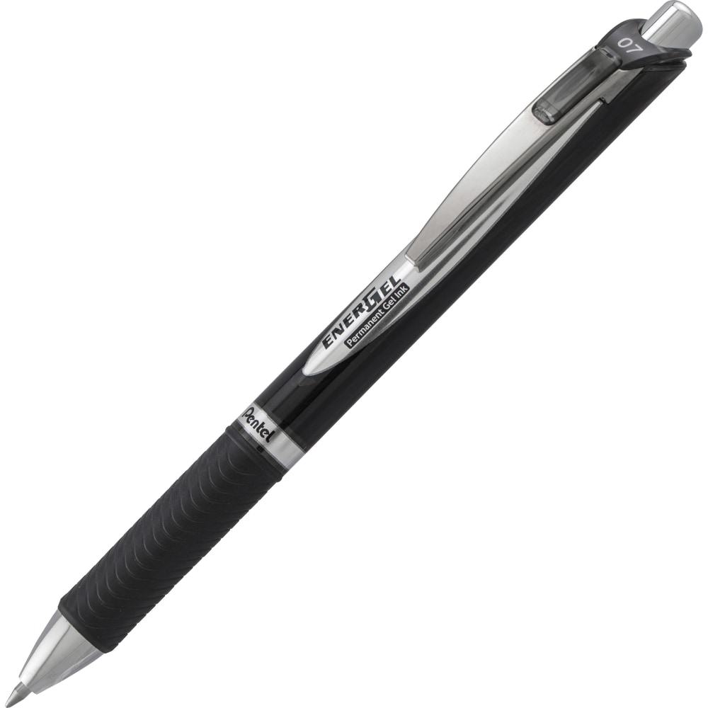 Pentel EnerGel 0.7 mm Retractable Gel Roller Pen, Medium Point, 0.7 mm, Black Barrel, Black Ink MPN:PENBLP77A