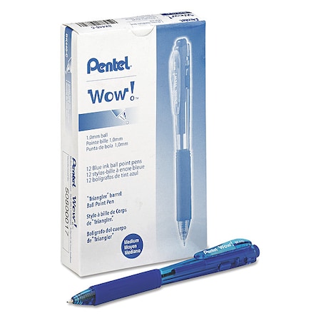 WOW! Ballpoint Pen, Retractable, Medium 1 mm, Blue Ink, Translucent Blue/Blue Barrel, PK12 MPN:PENBK440C