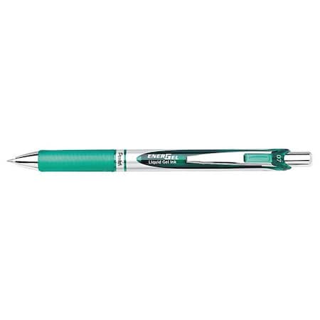 EnerGel RTX Gel Pen, Retractable, Medium 0.7 mm, Green Ink, Green/Gray Barrel MPN:PENBL77D