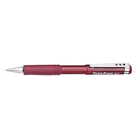 Twist-Erase III Mechanical Pencil, 0.7 mm, HB (No 2), Black Lead, Red Barrel MPN:PENQE517B