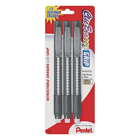 Retractable Eraser Set, Blk, Blue, Red, 3 Pc MPN:PENZE21BP3K6