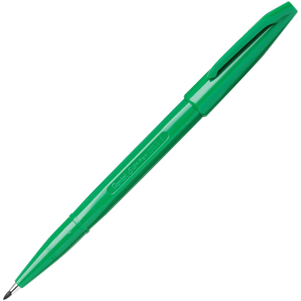 Pentel Fiber-tipped Sign Pens - Green Ink - Water Based - Fiber Tip - 1 Dozen MPN:S520D