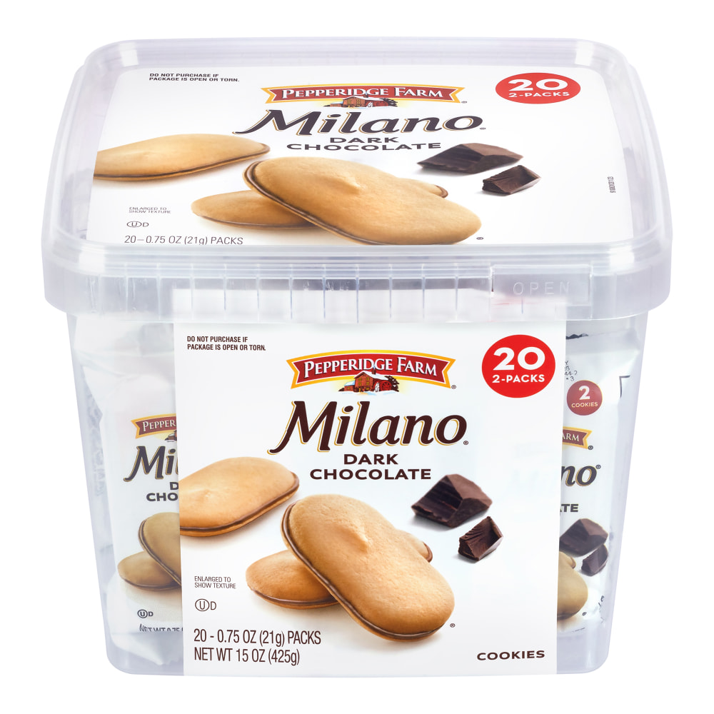 Pepperidge Farm Double Dark Chocolate Milano Cookies, 0.98 Oz, Box Of 24 Packs MPN:014100054214