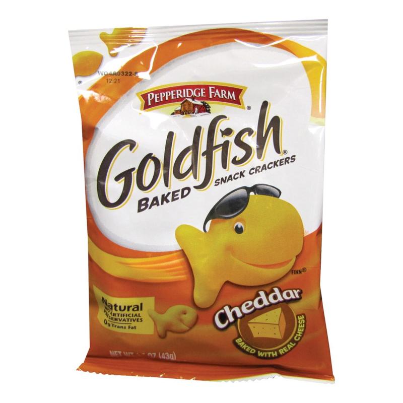 Pepperidge Farm Goldfish Baked Crackers, Cheddar, 1.5 Oz, Carton Of 72 (Min Order Qty 2) MPN:CAM13539