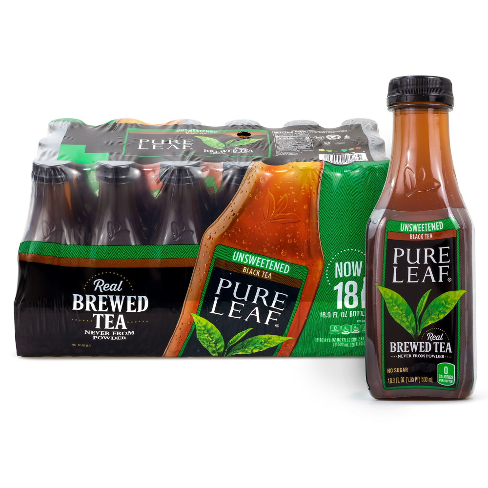Lipton Pure Leaf Unsweetened Iced Black Tea, 16.9 Oz, Pack Of 18 Bottles MPN:223131